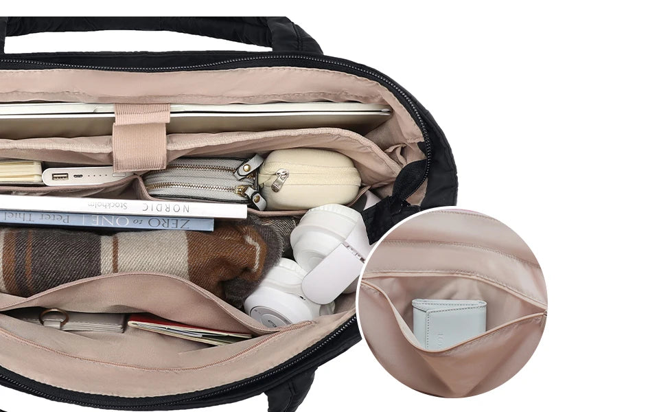 Blackpluss | Puffy Tote Bag for Women Big Square Cotton Padded Female Quilting Shoulder Purse Simple Daily Handbag Women's Bag