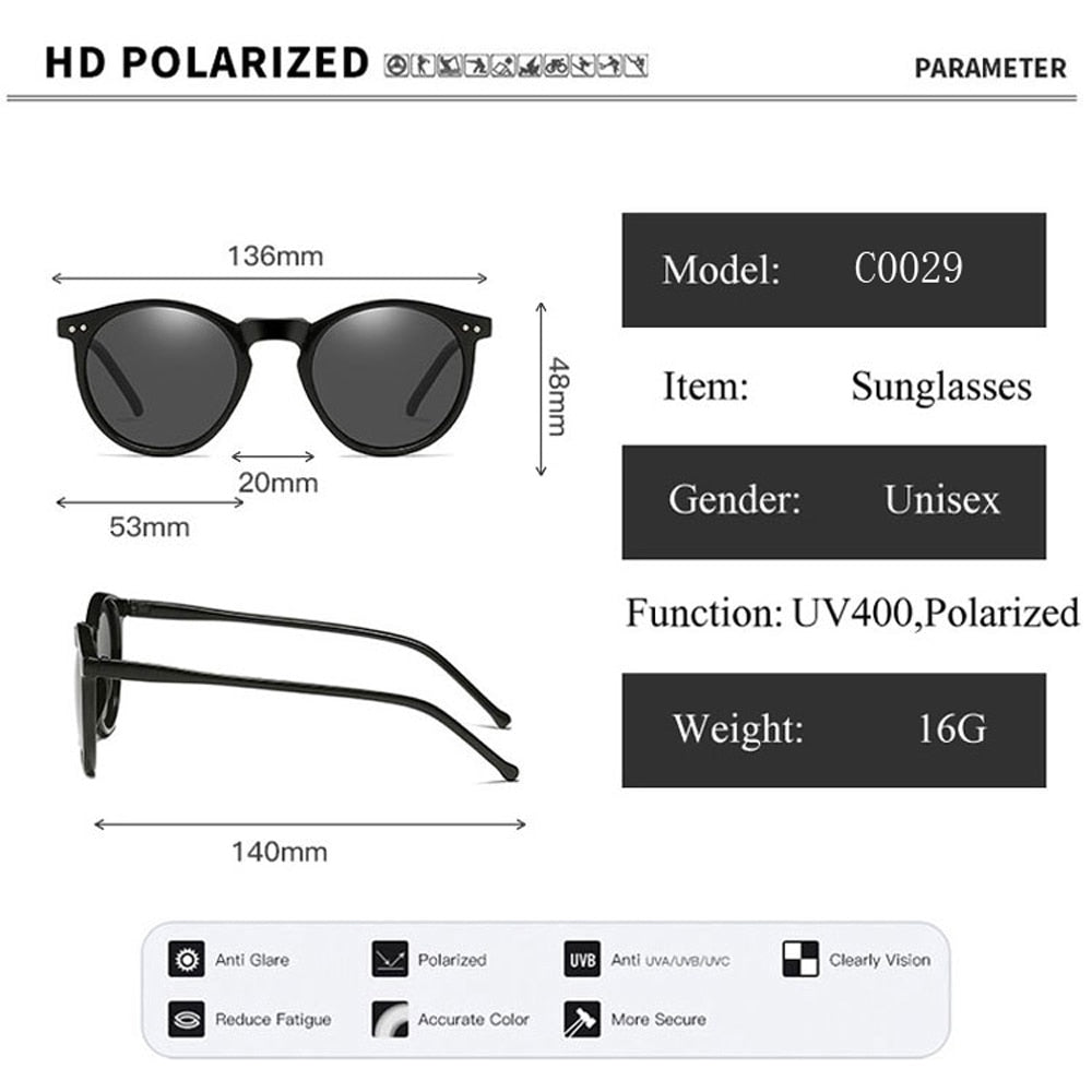 BlackPluss - Polarized Sunglasses Retro Round Sun Glasses Vintage Male Female UV400.