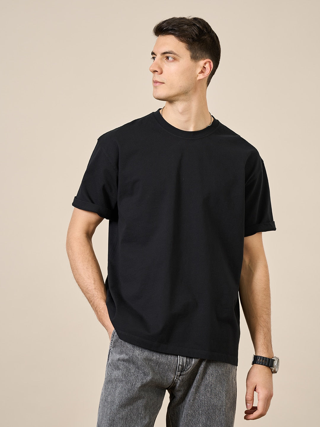 BlackPluss -  Cotton Fabric T-shirt Men High Quality Solid Color Drop