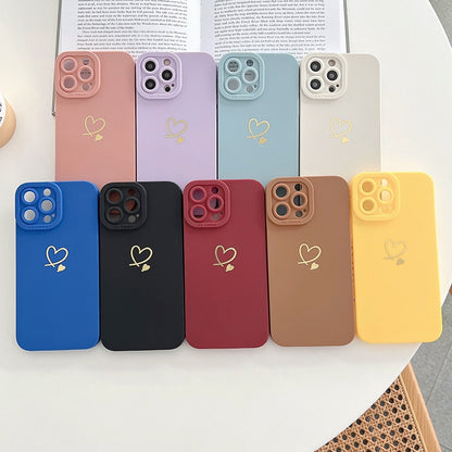 BlackPluss - Ottwn Candy Color Silicone Phone Case For iPhone Cute Love Heart Frame Soft Cover