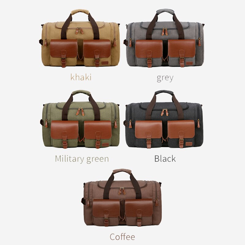 BlackPluss - Travel Duffle Bag Men Hand Luggage Bag Leather Shoulder Bag.