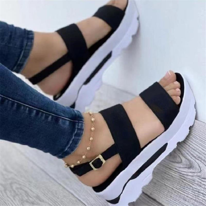 BlackPluss - Wedge Female Platform Buckle Strap Street Summer