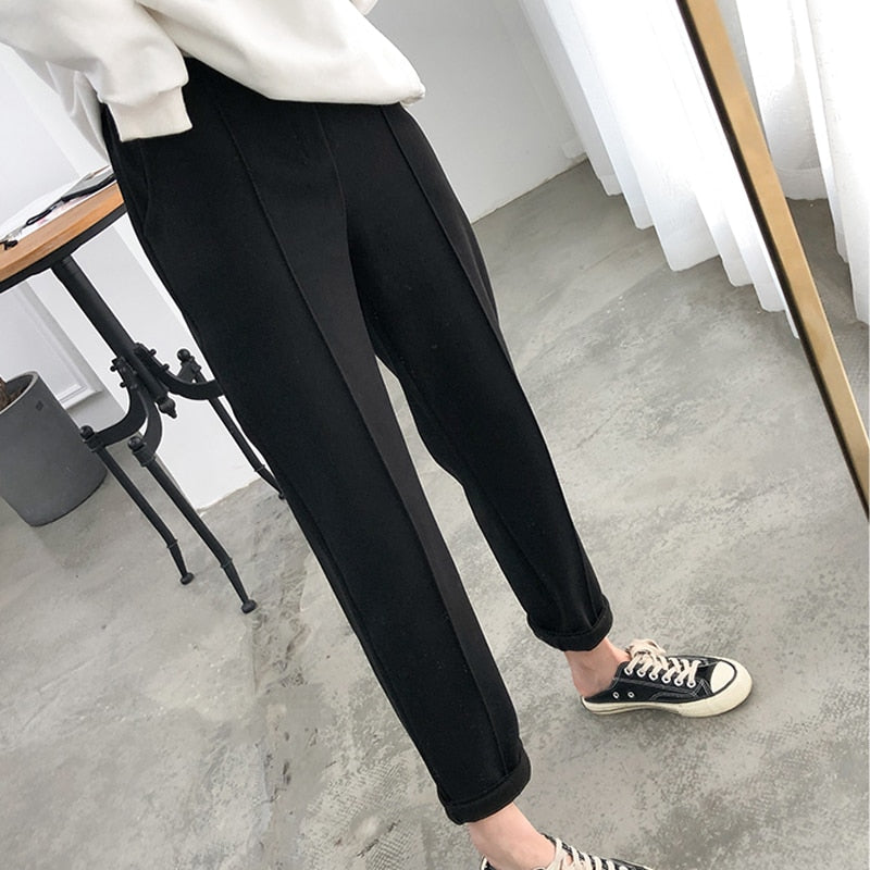 BlackPluss - Women Pencil Pants Trousers Style Wool Female Work Suit Pant Loose.