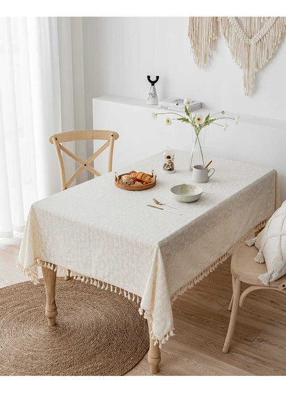 BlackPluss - Style Small Daisy Cotton Floral Tablecloth,Tea Table