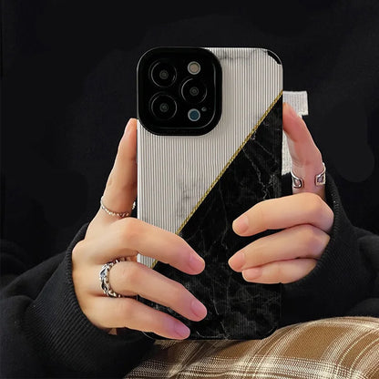 Retro Black White Shockproof Phone Case For iPhone 15 14 13 12 11 Pro Max 14 15plus 7 8 Plus SE X XR XS Max Marbled Soft Cover