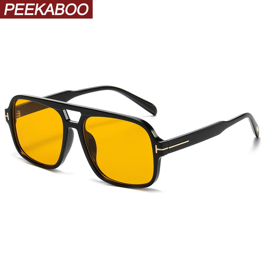 BlackPluss - Peekaboo retro square frame sunglasses uv400 double bridge big sun glasses for men women orange green