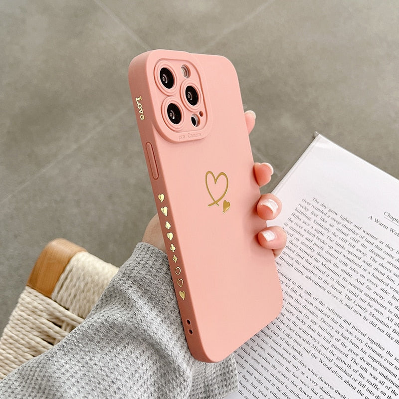 BlackPluss - Ottwn Candy Color Silicone Phone Case For iPhone Cute Love Heart Frame Soft Cover