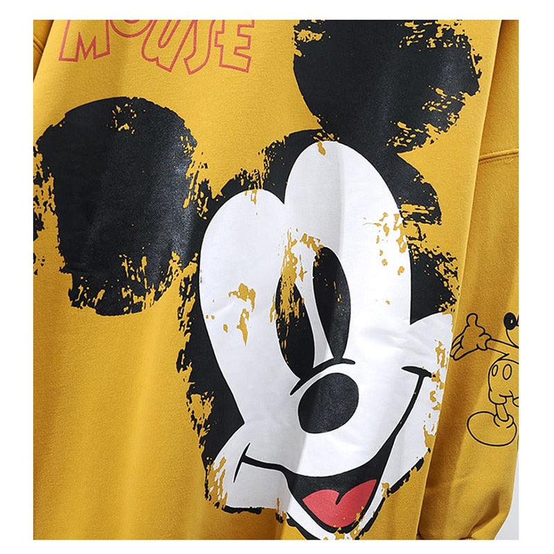 BlackPluss - Disney Women Hoodie Mickey Mouse Letter Printing Casual Long Sleeve Loose Streetwear