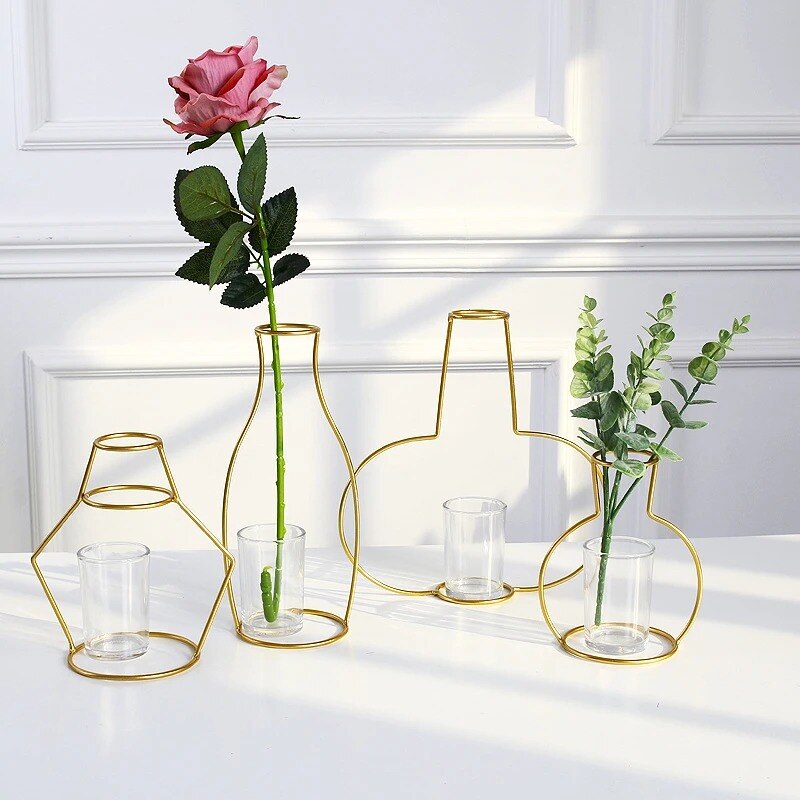 BlackPluss - Retro Iron Line Table Flowers Vases Nordic Decoration Home