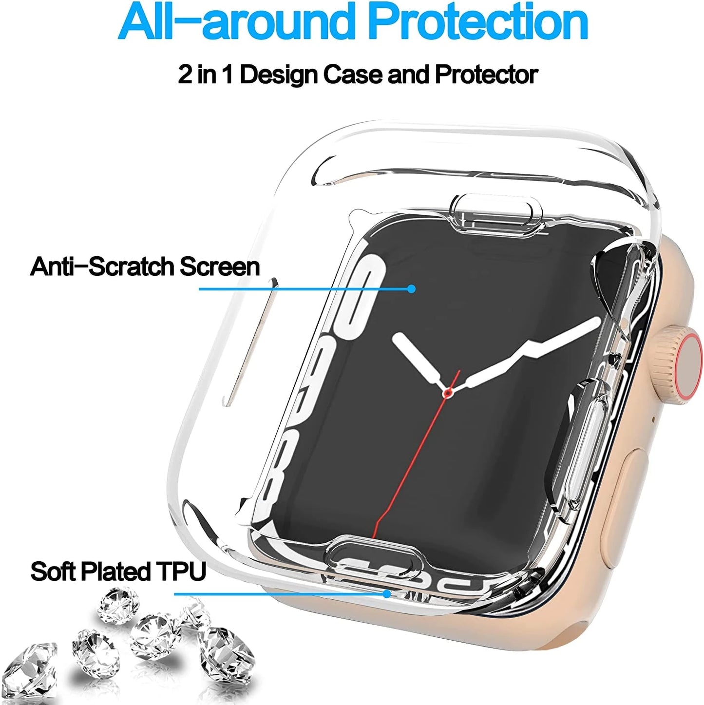 BlackPluss - Cover for Apple watch case around TPU Clear Protector Bumper Apple watch.