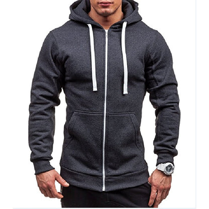 BlackPluss - Zipper Hoodie Men Sweatshirt Solid Color