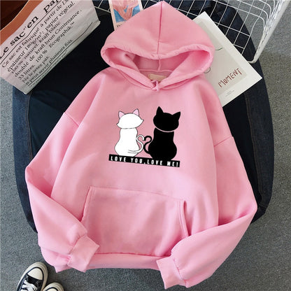 BlackPluss - Women Sweatshirt Autumn Long Sleeve Cute cat