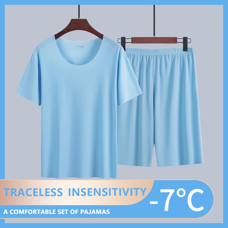 BlackPluss - Pajamas Suit Thin Ice Traceless Short Sleeve Shorts.