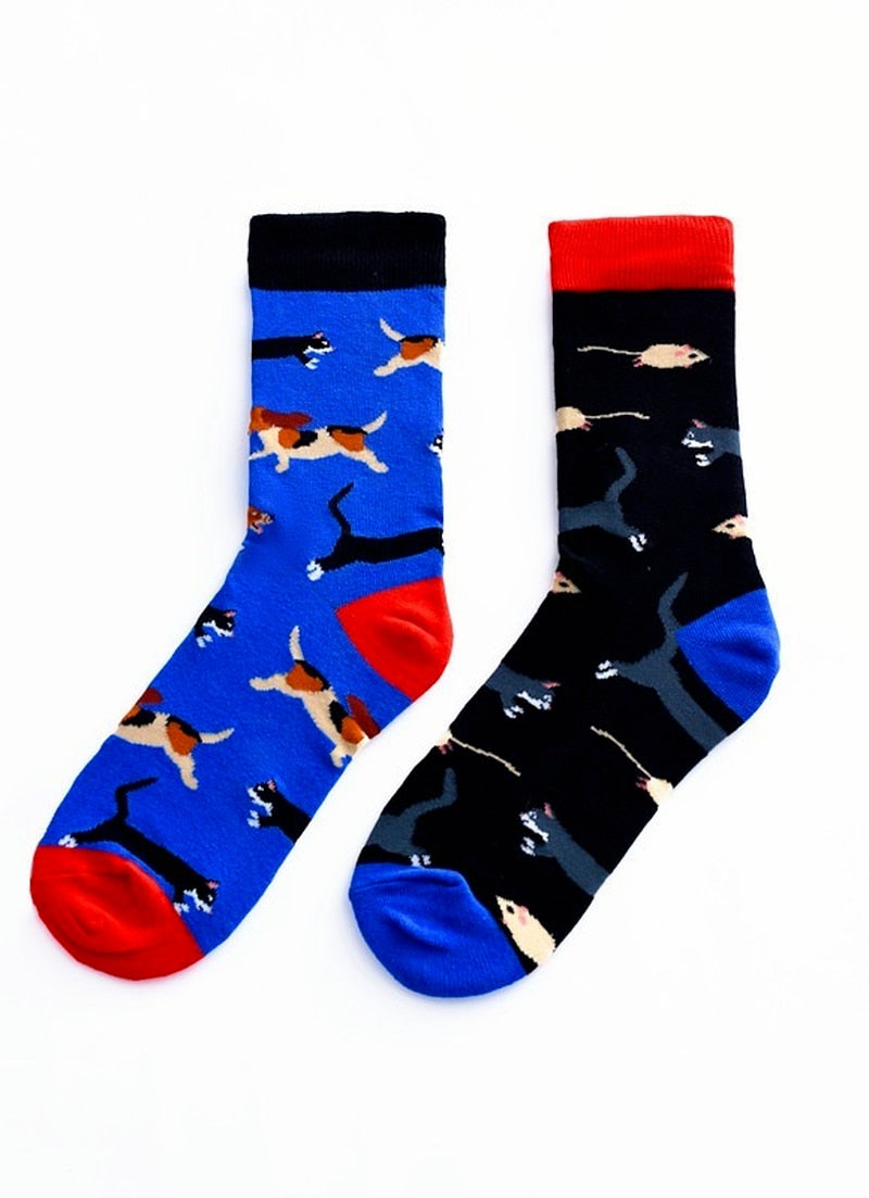 BlackPluss - Trend Men's Cotton Socks Cartoon Abstract Couple Socks