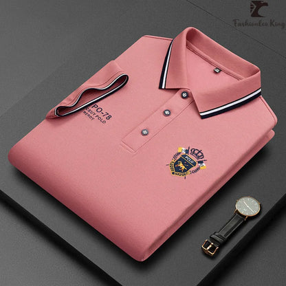 BlackPluss - Korean Fashion Men's Polo Shirt Luxury Embroidered Cotton Lapel Collar Short Sleeves Tops