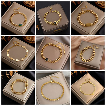 BlackPluss - Bracelet Stainless Steel Fashion Gold Color Jewelry