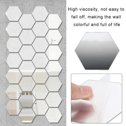 BlackPluss - 12pcs 3D Mirror Wall Stickers Hexagon Shape Acrylic