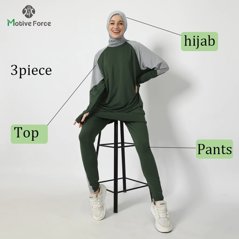 BlackPluss - 3PCS Muslim Sport Wear Sets For Woman Hijab Islamic Women