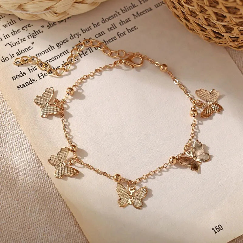 BlackPluss - Butterfly Bracelet Simple Girls Sweet Butterfly Pendant Charm
