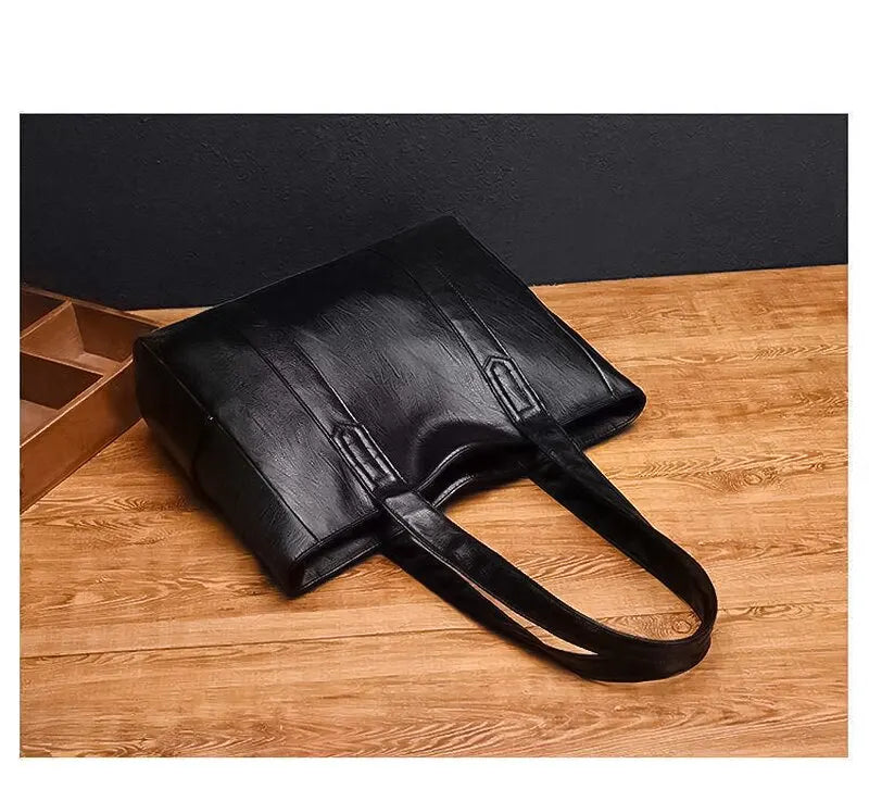Blackpluss | Vintage Large Capacity Tote Bag, Retro Vegan Shoulder Bag, Women's Casual Handbag