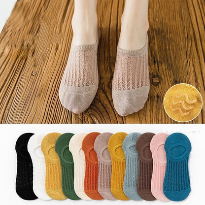 BlackPluss -  Women Invisible Boat Mesh Socks Summer Mujer Silicone.