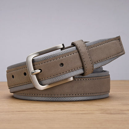 BlackPluss - Men Oxford Fabric Suede Leather Belt High-Quality Genuine.