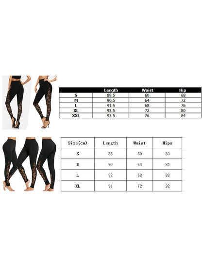 BlackPluss -  High Waist Black Lace Leggings Women's Ladies Floral Lace.