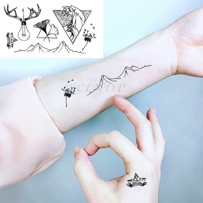 BlackPluss - Waterproof Temporary Tattoo sticker on ear finger music note bird.