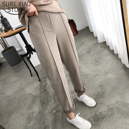 BlackPluss - Women Pencil Pants Trousers Style Wool Female Work Suit Pant Loose.