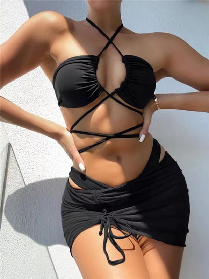 BlackPluss -  3 Pieces Set Swimsuit Women High Waist Swimwear