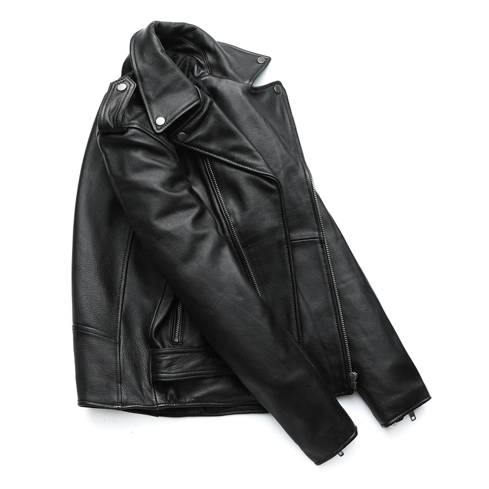 BlackPluss - Classical Motorcycle Jackets Men Leather Jacket 100% Natural Cowhide