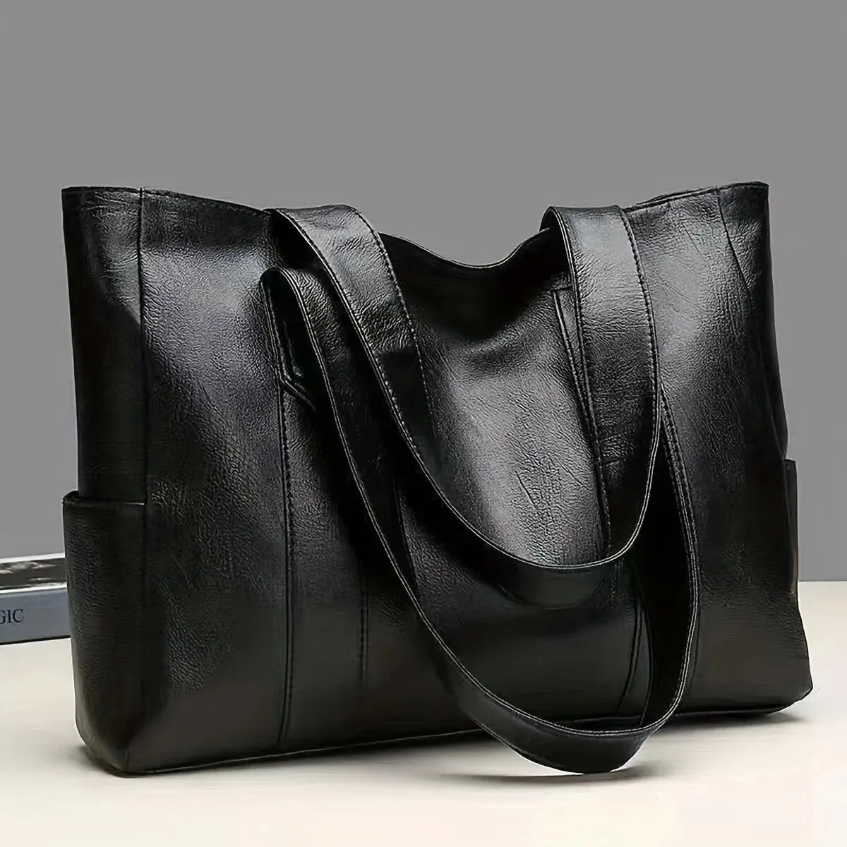 Blackpluss | Vintage Large Capacity Tote Bag, Retro Vegan Shoulder Bag, Women's Casual Handbag