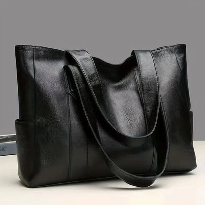 Blackpluss | Vintage Large Capacity Tote Bag, Retro Vegan Shoulder Bag, Women's Casual Handbag