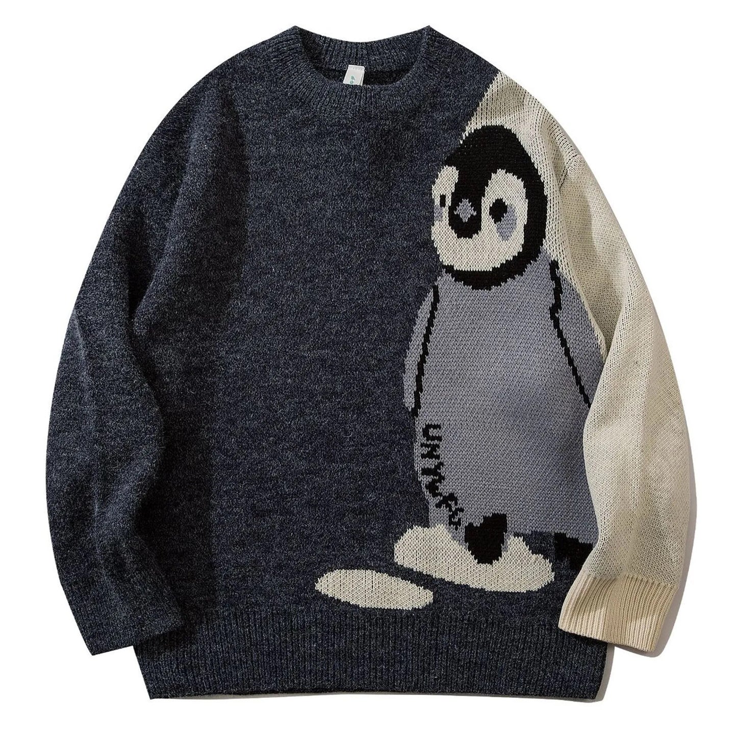 BlackPluss| Mens Cartoon Penguin Knitted Sweater Streetwear