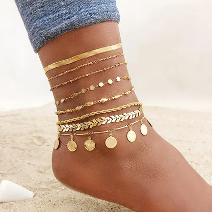 BlackPluss - Snake Chain Anklet for Women Girls Adjustable Summer Beach.