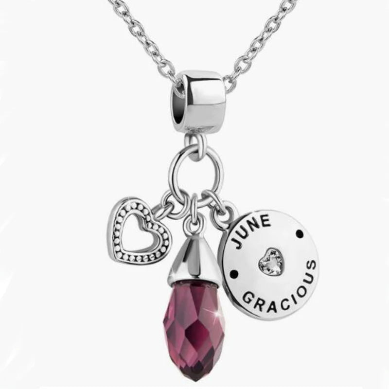 BlackPluss - Heart Love Birthday Pink Birthstone Charm Beads Fit Pandora  Charm Bracelet Female Genuine DIY Jewelry Making