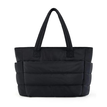 Blackpluss | Puffy Tote Bag for Women Big Square Cotton Padded Female Quilting Shoulder Purse Simple Daily Handbag Women's Bag