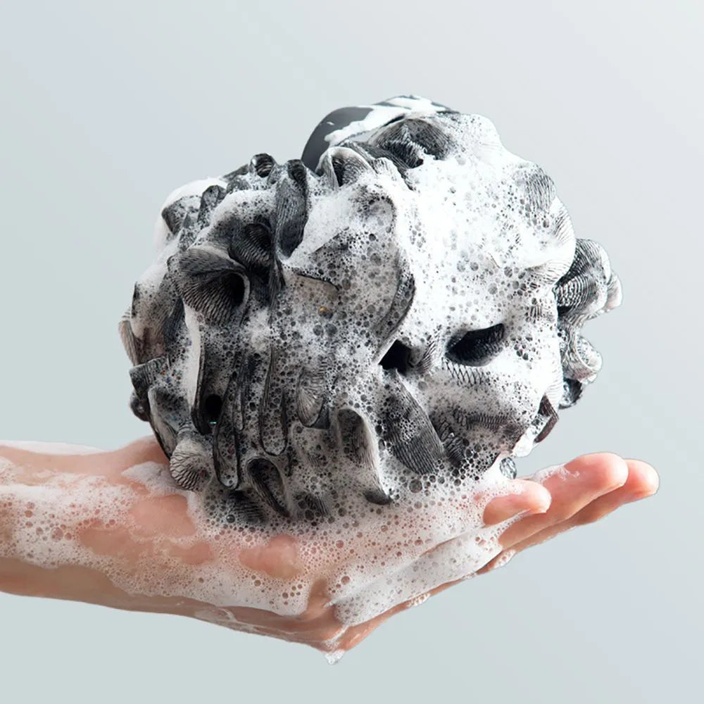 BlackPluss - Soft Shower Mesh Foaming Sponge Exfoliating Scrubber Black Bath Bubble Ball Body Skin Cleaner Cleaning Tool Bathroom Accessories