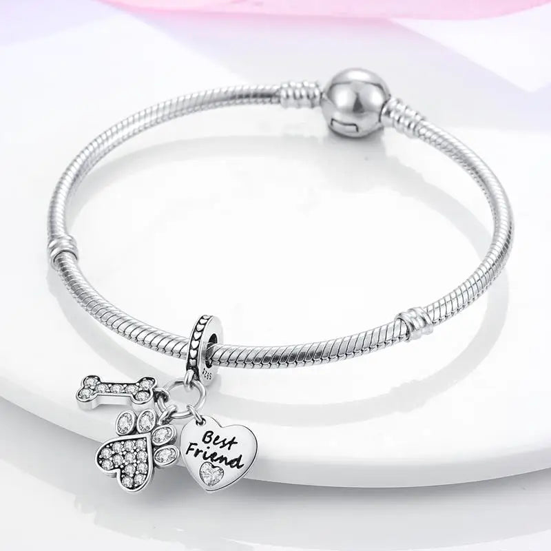 BlackPluss - Animal 925 Silver Elephant Snake Fox Ladybug Dog Cat Owl Charm Beads fit Original Pandora Bracelet Original Charms Jewelry