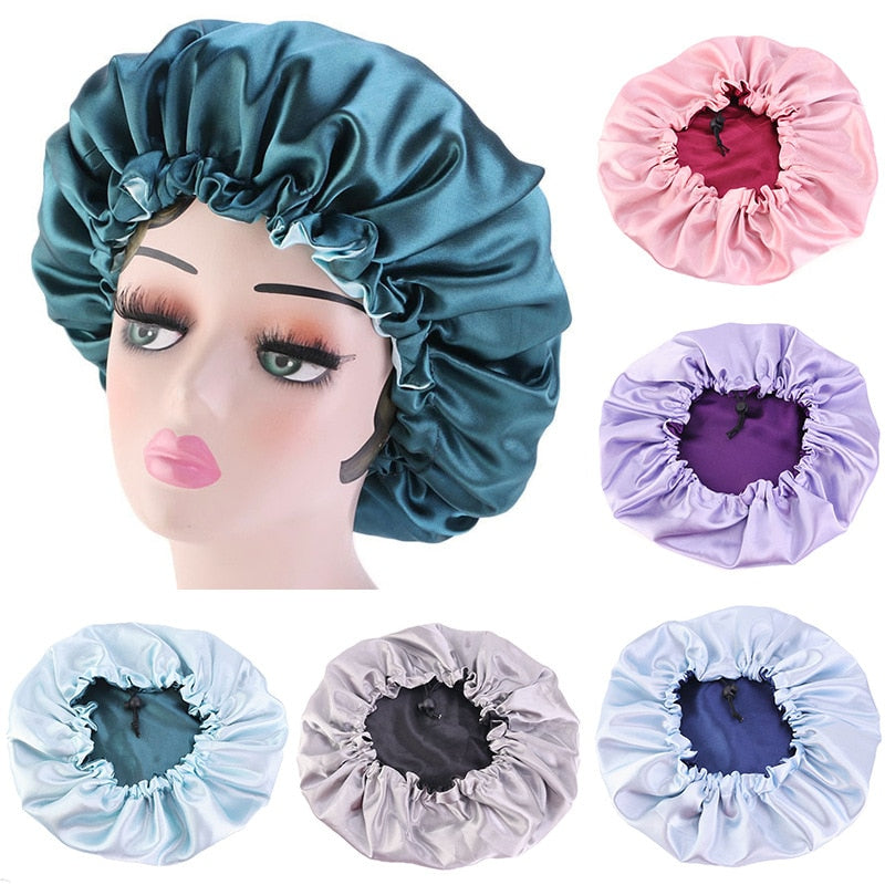 BlackPluss - Reversible Satin Bonnet Hair Caps Double Layer Adjust Sleep Night Cap