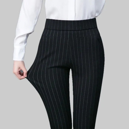 BlackPluss - Casual Straight Pants Female Trousers Lady Stripe Pencil Pants