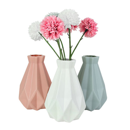 BlackPluss - Modern Flower Vase White Pink Blue Plastic Vase Flower Pot