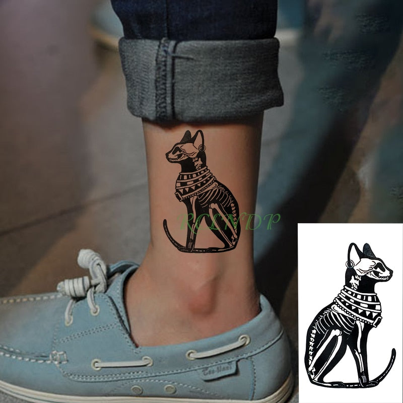 BlackPluss - Waterproof Temporary Tattoo sticker Ancient Egypt Bast.