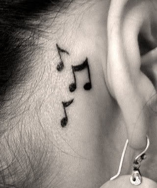 BlackPluss - Waterproof Temporary Tattoo sticker on ear finger music note bird.