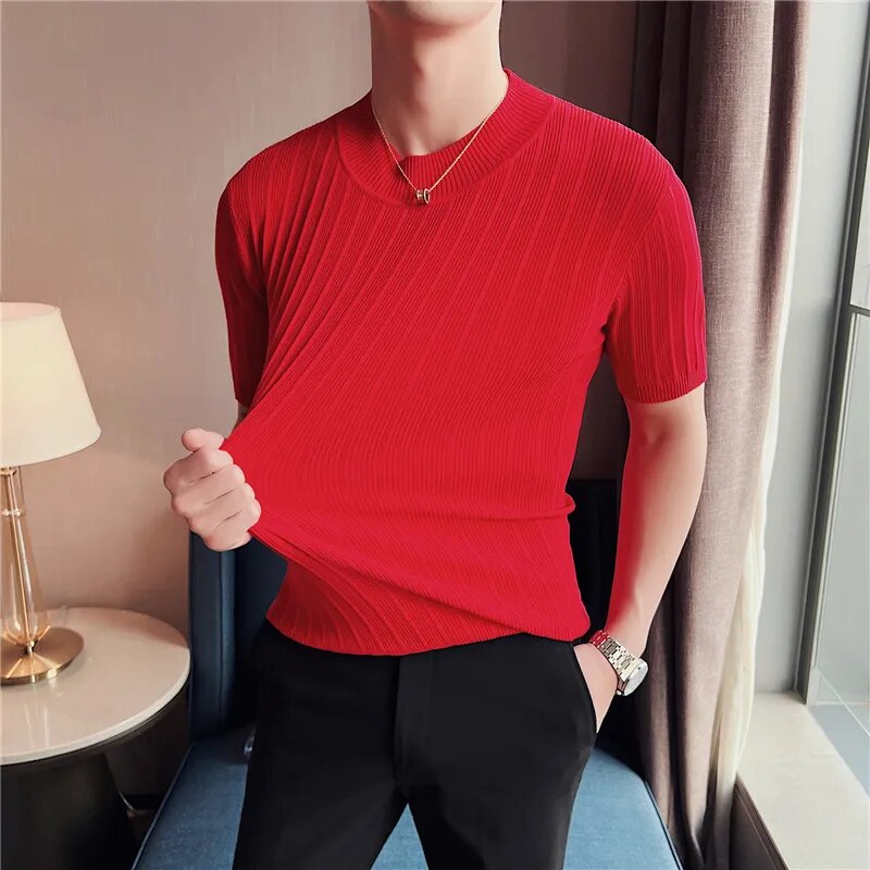 BlackPluss| Men's High-End Casual Short Sleeve Knitting Sweater/Male