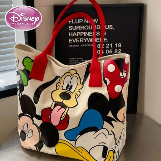 BLACKPLUSS |DisneyCartoon Mickey Fashion Versatile LargeCapacity Canvas Shoulder Bag Women's