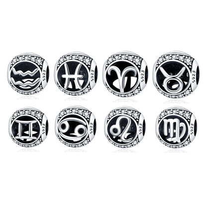 BlackPluss -  925 Sterling Silver 12 Constellation Beads Charm Fit Original Pandora Bracelet For Women Jewelry Birthday Fashion Gift