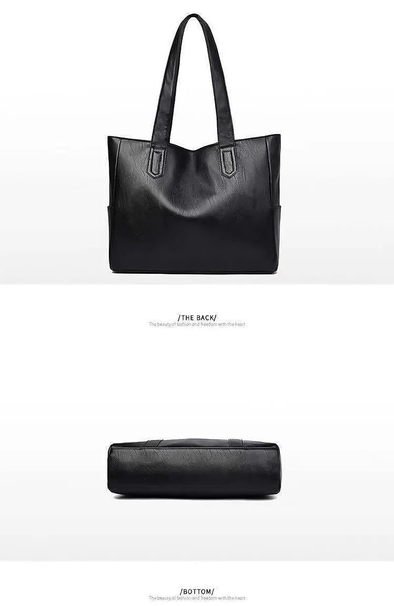 Blackpluss | Vintage Large Capacity Tote Bag, Retro Vegan Shoulder Bag, Women's Casual Handbag