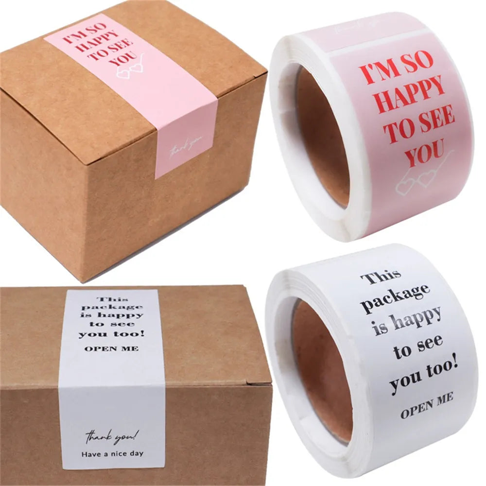 BlackPluss - 100pcs/roll Thank You Sticker Seal Labels Small Business Gift Decor Sticker Package Sticker