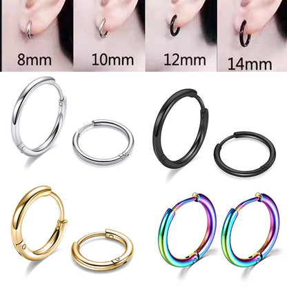 BlackPluss -  Hoop Earrings Stainless Steel Small Ear Piercing Jewelry